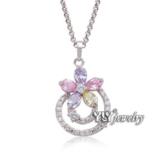 2016 Elegant Lady 925 Genuine Silver Jewelry Pendant Colorful CZ (B-2992)